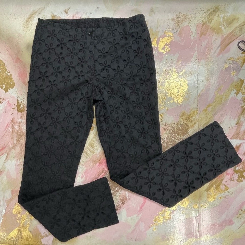 Michele Negri graphite eyelet capri ankle pants M